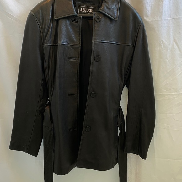 Women's Vintage 100% Lamb Leather Coat | Adler Collection | Black | Size: Small - Picture 2 of 10